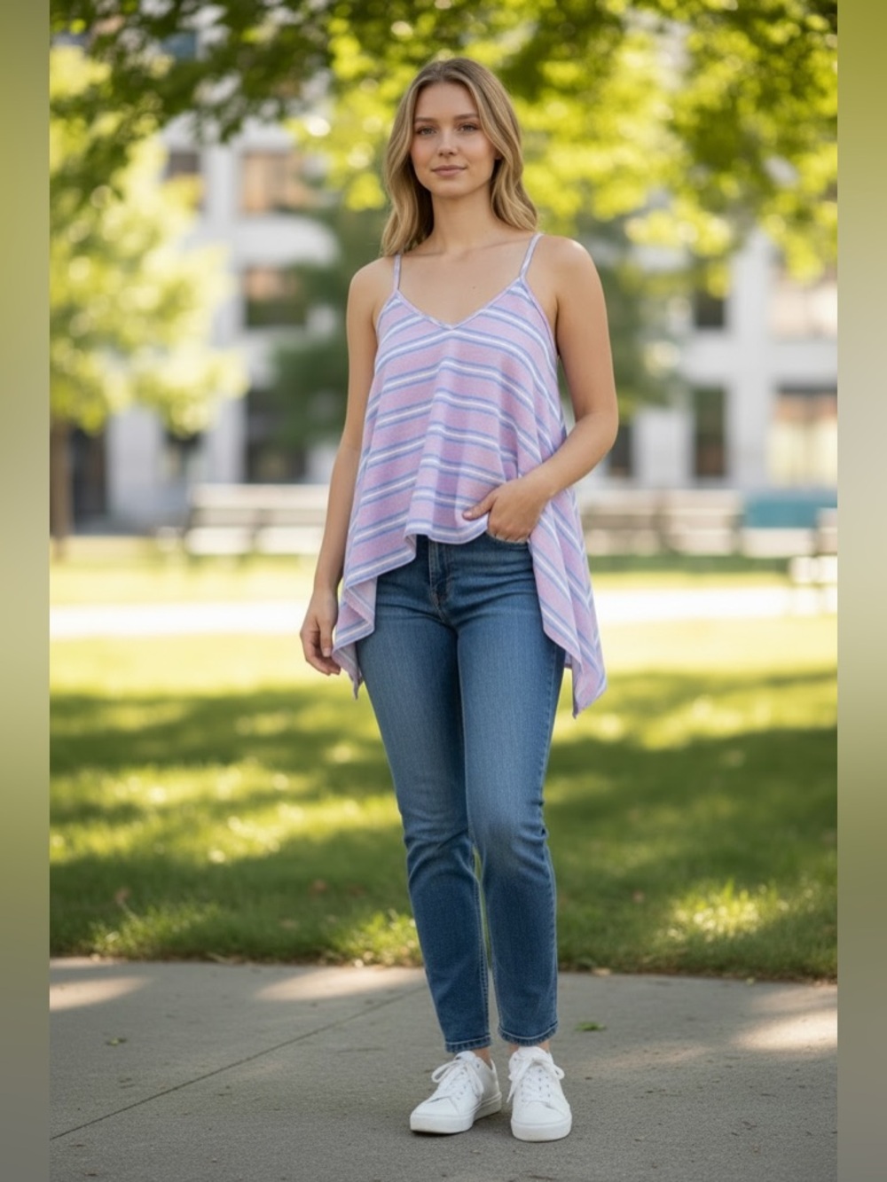 Soprano Lavender and Blue Striped Camisole